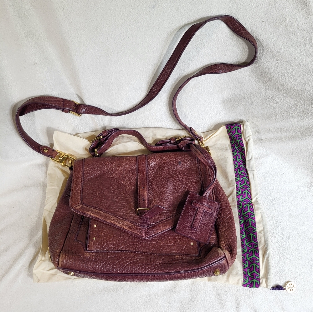 Tory Burch Purple Leather Top Handle Bag